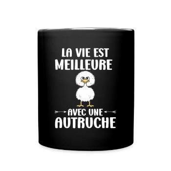 Humour autruche - Mug uni - noir - Devant