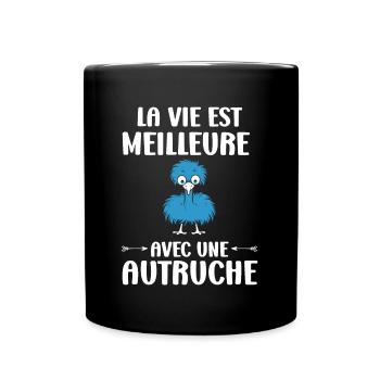 Humour autruche - Mug uni - noir - Devant