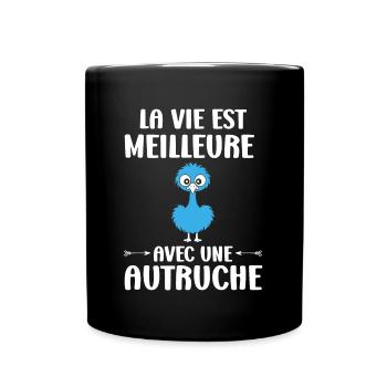 Humour autruche - Mug uni - noir - Devant