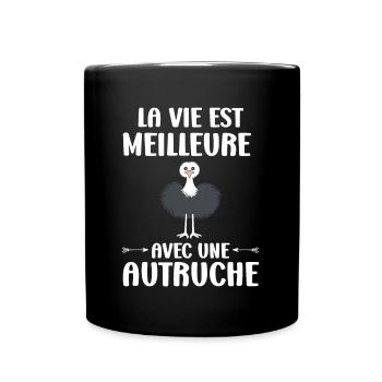 Humour autruche - Mug uni - noir - Devant