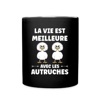 Humour autruche - Mug uni - noir - Devant