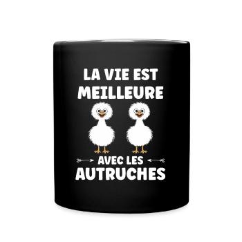 Humour autruche - Mug uni - noir - Devant