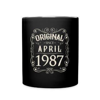 Vintage - Original since April 1987 Geburtstag - Tasse einfarbig - Schwarz - Vorne