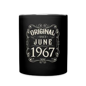 Vintage - Original since Juni 1967 Geburtstag - Tasse einfarbig - Schwarz - Vorne