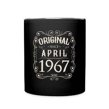 Vintage - Original since April 1967 Geburtstag - Tasse einfarbig - Schwarz - Vorne