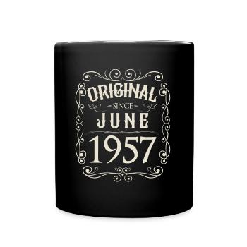 Vintage - Original since Juni 1957 Geburtstag - Tasse einfarbig - Schwarz - Vorne