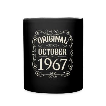 Vintage - Original since Oktober 1967 Geburtstag - Tasse einfarbig - Schwarz - Vorne