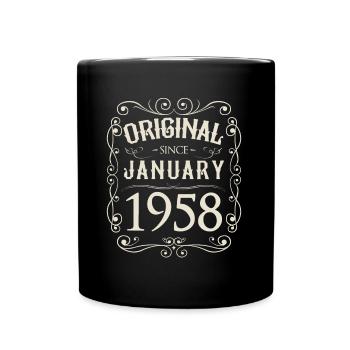 Vintage - Original since Januar 1958 Geburtstag - Tasse einfarbig - Schwarz - Vorne