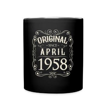 Vintage - Original since April 1958 Geburtstag - Tasse einfarbig - Schwarz - Vorne