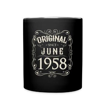 Vintage - Original since Juni 1958 Geburtstag - Tasse einfarbig - Schwarz - Vorne