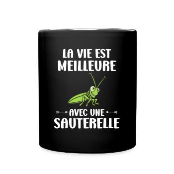 Insecte humour Sauterelle - Mug uni - noir - Devant