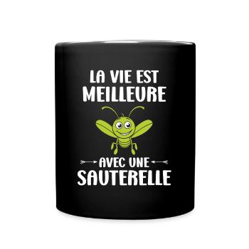 Humour sauterelle - Mug uni - noir - Devant