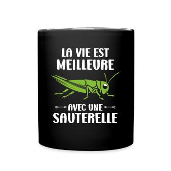 Insecte humour Sauterelle - Mug uni - noir - Devant