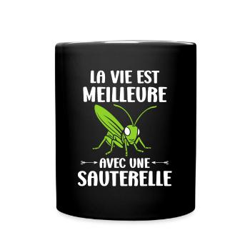 Insecte humour Sauterelle - Mug uni - noir - Devant