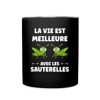Insecte humour Sauterelle - Mug uni - noir - Devant