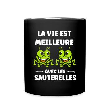 Insecte humour Sauterelle - Mug uni - noir - Devant