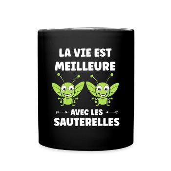 Insecte humour Sauterelle - Mug uni - noir - Devant