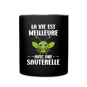 Insecte humour Sauterelle - Mug uni - noir - Devant