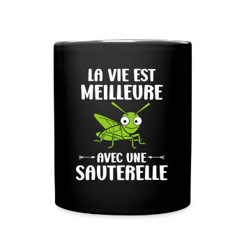 Insecte humour Sauterelle - Mug uni - noir - Devant