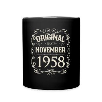 Vintage - Original since November 1958 Geburtstag - Tasse einfarbig - Schwarz - Vorne