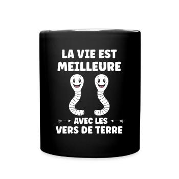 Humour ver de terre - Mug uni - noir - Devant