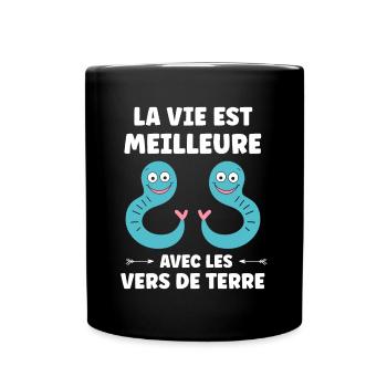 Humour ver de terre - Mug uni - noir - Devant