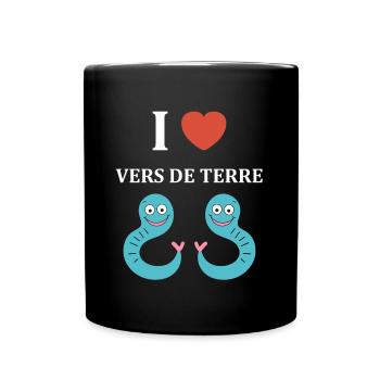 Humour ver de terre - Mug uni - noir - Devant