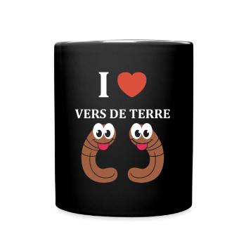 Humour ver de terre - Mug uni - noir - Devant