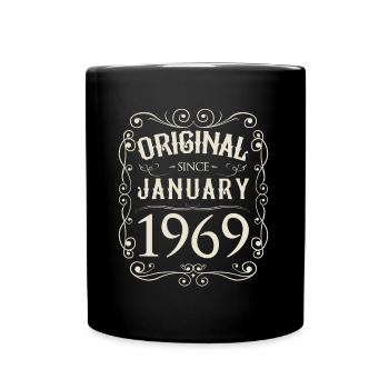 Vintage - Original since Januar 1969 Geburtstag - Tasse einfarbig - Schwarz - Vorne