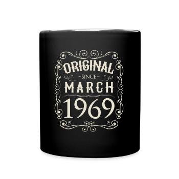 Vintage - Original since März 1969 Geburtstag - Tasse einfarbig - Schwarz - Vorne