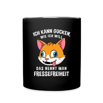 Fressefreiheit Tier Gesichtsausdruck Motiv - Tasse einfarbig - Schwarz - Vorne