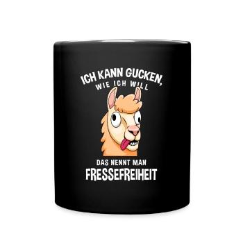 Fressefreiheit Tier Gesichtsausdruck Motiv - Tasse einfarbig - Schwarz - Vorne