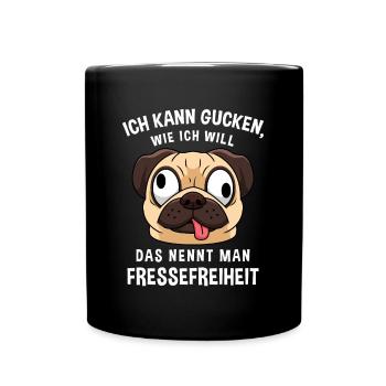 Fressefreiheit Tier Gesichtsausdruck Motiv - Tasse einfarbig - Schwarz - Vorne