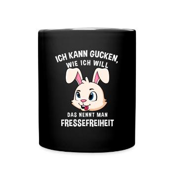 Fressefreiheit Tier Gesichtsausdruck Motiv - Tasse einfarbig - Schwarz - Vorne