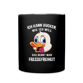 Fressefreiheit Tier Gesichtsausdruck Motiv - Tasse einfarbig - Schwarz - Vorne