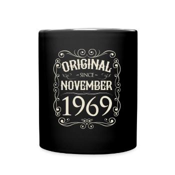 Vintage - Original since November 1969 Geburtstag - Tasse einfarbig - Schwarz - Vorne
