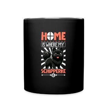 Zuhause - Schipperke - Tasse einfarbig - Schwarz - Vorne