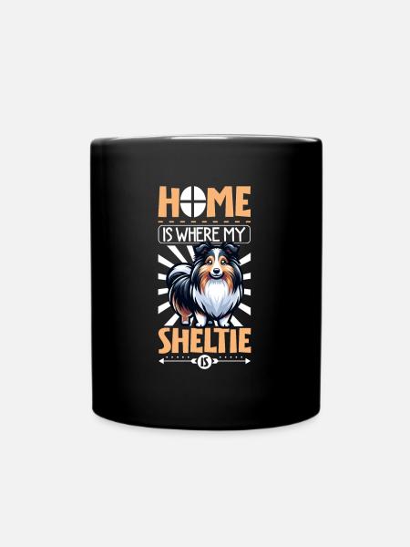 Zuhause - Shetland Sheepdog - Tasse einfarbig - Schwarz