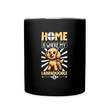 Zuhause - Labradoodle - Tasse einfarbig - Schwarz - Vorne
