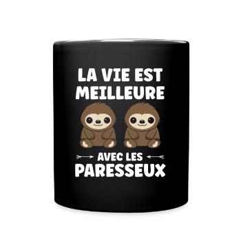 Animal humour paresseux - Mug uni - noir - Devant