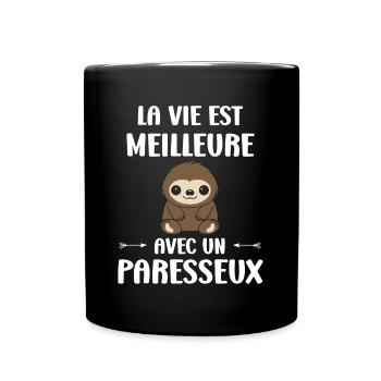 Animal humour paresseux - Mug uni - noir - Devant