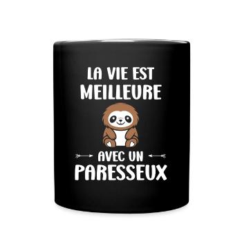 Animal humour paresseux - Mug uni - noir - Devant