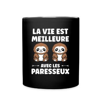 Animal humour paresseux - Mug uni - noir - Devant