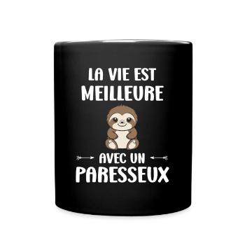Animal humour paresseux - Mug uni - noir - Devant