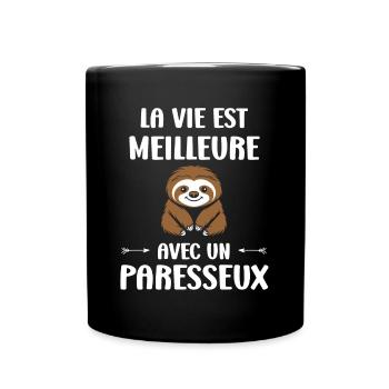Animal humour paresseux - Mug uni - noir - Devant