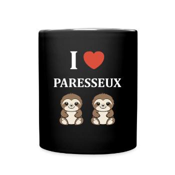 Animal humour paresseux - Mug uni - noir - Devant