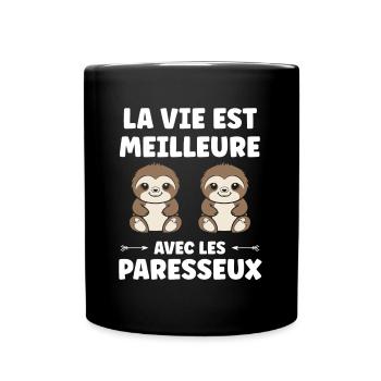 Animal humour paresseux - Mug uni - noir - Devant