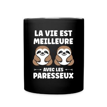Animal humour paresseux - Mug uni - noir - Devant