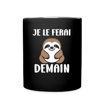 Animal humour paresseux - Mug uni - noir - Devant