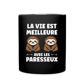 Animal humour paresseux - Mug uni - noir - Devant